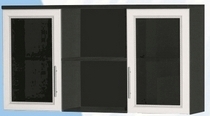 Антресоль большая с двумя стеклодверями ДЛЯ ГОСТИНОЙ АБС-2 Венге/Дуб выбеленный в Нюрбе - nyurba.katalogmebeli.com | фото