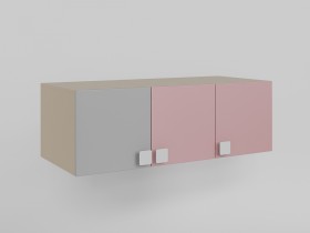 Антресоль на шкаф 3-х створчатый (Розовый/Серый/корпус Клен) в Нюрбе - nyurba.katalogmebeli.com | фото