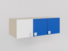 Антресоль на шкаф 3-х створчатый Скай люкс (Синий/Белый/корпус Клен) в Нюрбе - nyurba.katalogmebeli.com | фото