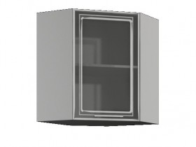 Бетон ШВУС 550*550 Шкаф верхний угловой с одной дверцей со стеклом в Нюрбе - nyurba.katalogmebeli.com | фото