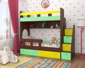 Детская двухъярусная кровать Юниор-1 Белый/Синий Распродажа в Нюрбе - nyurba.katalogmebeli.com | фото 4