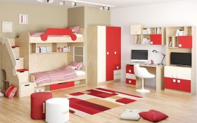 Детская комната Бэрри (Бежевый/Красный/корпус Клен) в Нюрбе - nyurba.katalogmebeli.com | фото 2