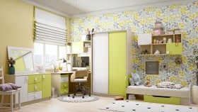 Детская комната Эппл (Зеленый/Белый/корпус Клен) в Нюрбе - nyurba.katalogmebeli.com | фото