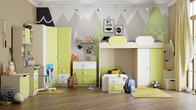 Детская комната Эппл (Зеленый/Белый/корпус Клен) в Нюрбе - nyurba.katalogmebeli.com | фото 13