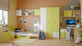 Детская комната Эппл (Зеленый/Белый/корпус Клен) в Нюрбе - nyurba.katalogmebeli.com | фото 11