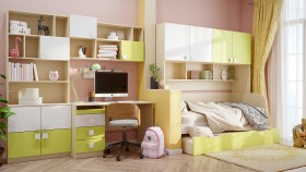 Детская комната Эппл (Зеленый/Белый/корпус Клен) в Нюрбе - nyurba.katalogmebeli.com | фото 12