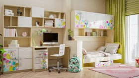 Детская комната Флёр (Белый/корпус Клен) в Нюрбе - nyurba.katalogmebeli.com | фото