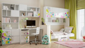 Детская комната Флер (Белый/корпус Выбеленное дерево) в Нюрбе - nyurba.katalogmebeli.com | фото 2