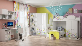 Детская комната Флер (Белый/корпус Выбеленное дерево) в Нюрбе - nyurba.katalogmebeli.com | фото 3