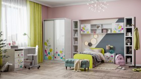 Детская комната Флер (Белый/корпус Выбеленное дерево) в Нюрбе - nyurba.katalogmebeli.com | фото