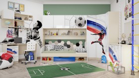Детская комната Футбол ЧМ (Белый/Синий/корпус Клен) в Нюрбе - nyurba.katalogmebeli.com | фото 2