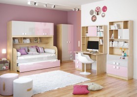 Детская комната Грэйси (Розовый/Серый/корпус Клен) в Нюрбе - nyurba.katalogmebeli.com | фото 2