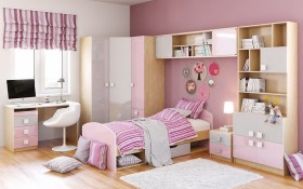 Детская комната Грэйси (Розовый/Серый/корпус Клен) в Нюрбе - nyurba.katalogmebeli.com | фото 3