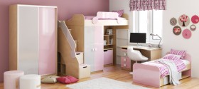 Детская комната Грэйси (Розовый/Серый/корпус Клен) в Нюрбе - nyurba.katalogmebeli.com | фото 5
