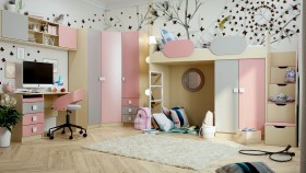 Детская комната Грэйси (Розовый/Серый/корпус Клен) в Нюрбе - nyurba.katalogmebeli.com | фото