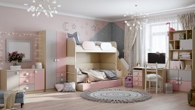 Детская комната Грэйси (Розовый/Серый/корпус Клен) в Нюрбе - nyurba.katalogmebeli.com | фото 12