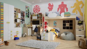 Детская комната Клаксон без машинок (Белый/корпус Клен) в Нюрбе - nyurba.katalogmebeli.com | фото 2