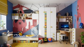 Детская комната Клаксон без машинок (Белый/корпус Клен) в Нюрбе - nyurba.katalogmebeli.com | фото
