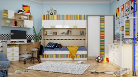 Детская комната Клаксон без машинок (Белый/корпус Клен) в Нюрбе - nyurba.katalogmebeli.com | фото 5