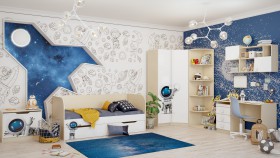 Детская комната Санни (Белый/корпус Клен) в Нюрбе - nyurba.katalogmebeli.com | фото 2