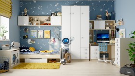 Детская комната Санни (Белый/корпус Клен) в Нюрбе - nyurba.katalogmebeli.com | фото