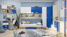 Детская комната Скай Люкс (Синий/Белый/корпус Клен) в Нюрбе - nyurba.katalogmebeli.com | фото 3