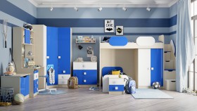 Детская комната Скай Люкс (Синий/Белый/корпус Клен) в Нюрбе - nyurba.katalogmebeli.com | фото 7