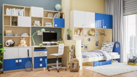 Детская комната Скай Люкс (Синий/Белый/корпус Клен) в Нюрбе - nyurba.katalogmebeli.com | фото 9