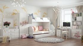 Детская комната Совушки (Белый/корпус Выбеленное дерево) в Нюрбе - nyurba.katalogmebeli.com | фото 3