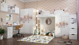 Детская комната Совушки (Белый/корпус Выбеленное дерево) в Нюрбе - nyurba.katalogmebeli.com | фото 1