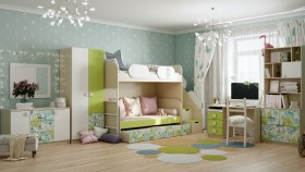 Детская комната Твит (Белый/Зеленый/корпус Клен) в Нюрбе - nyurba.katalogmebeli.com | фото 4