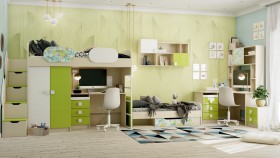 Детская комната Твит (Белый/Зеленый/корпус Клен) в Нюрбе - nyurba.katalogmebeli.com | фото 8