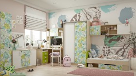 Детская комната Твит (Белый/Зеленый/корпус Клен) в Нюрбе - nyurba.katalogmebeli.com | фото