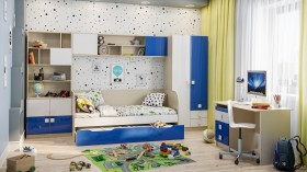 Диван-кровать Скай люкс (Синий/Белый/корпус Клен) в Нюрбе - nyurba.katalogmebeli.com | фото 2