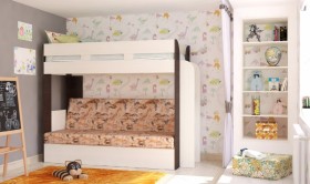 Кровать с диваном 75 Карамель Атлант (Венге Магия /Сосна Карелия/Савана) в Нюрбе - nyurba.katalogmebeli.com | фото