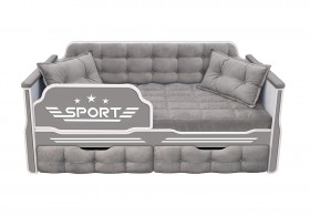 Кровать 160 серии Спорт 2 ящика 45 Серый (подушки) в Нюрбе - nyurba.katalogmebeli.com | фото