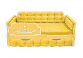 Кровать 160 серии Спорт 2 ящика 74 Жёлтый (мягкие боковые накладки) в Нюрбе - nyurba.katalogmebeli.com | фото