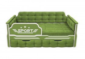 Кровать 160 серии Спорт 2 ящика 76 Зелёный (мягкие боковые накладки) в Нюрбе - nyurba.katalogmebeli.com | фото