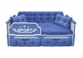 Кровать 160 серии Спорт 2 ящика 85 Синий (подушки) в Нюрбе - nyurba.katalogmebeli.com | фото