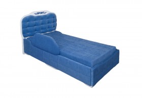 Кровать 190 Атлет Lux 29 Синий (мягкий бортик) в Нюрбе - nyurba.katalogmebeli.com | фото