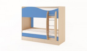 Кровать 2-х ярусная с ящиками (Беленый дуб/Синий) в Нюрбе - nyurba.katalogmebeli.com | фото 1