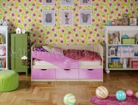 Кровать Бабочки 1,6м (Сиреневый металлик) в Нюрбе - nyurba.katalogmebeli.com | фото