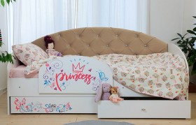 Кровать детская Эльза с бортиком Принцесса Белый/Бежевый в Нюрбе - nyurba.katalogmebeli.com | фото