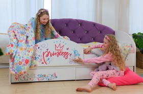Кровать детская Эльза с бортиком Принцесса Белый/Фиолетовый в Нюрбе - nyurba.katalogmebeli.com | фото