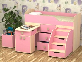 Кровать детская Фея 1.6 Дуб молочный/Розовый в Нюрбе - nyurba.katalogmebeli.com | фото