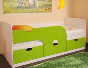 Кровать детская Минима 1,86м с ящиками (дуб атланта/лайм глянец) в Нюрбе - nyurba.katalogmebeli.com | фото