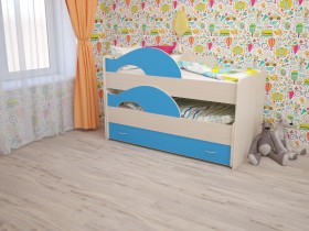 Кровать детская Радуга 1600 Млечный дуб/Голубой в Нюрбе - nyurba.katalogmebeli.com | фото 1