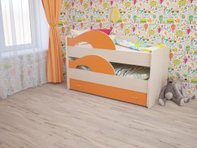 Кровать детская Радуга 1600 Млечный дуб/Оранжевый в Нюрбе - nyurba.katalogmebeli.com | фото 1
