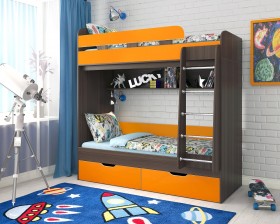 Кровать двухъярусная Юниор-5  Бодего/Оранжевый в Нюрбе - nyurba.katalogmebeli.com | фото