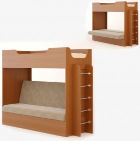 Кровать двухъярусная с диваном (Бук темный) в Нюрбе - nyurba.katalogmebeli.com | фото